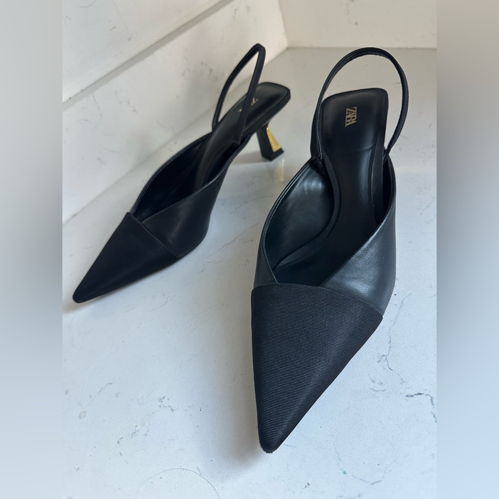 Zara kitten‎ heeled slingback shoes sz 9